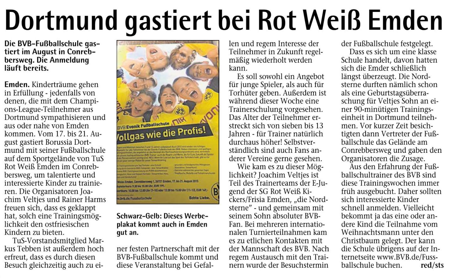 Dortmund gastiert bei Rot-Weiß Emden Die BVB-Fussballschule zu Gast im Conrebbersweg