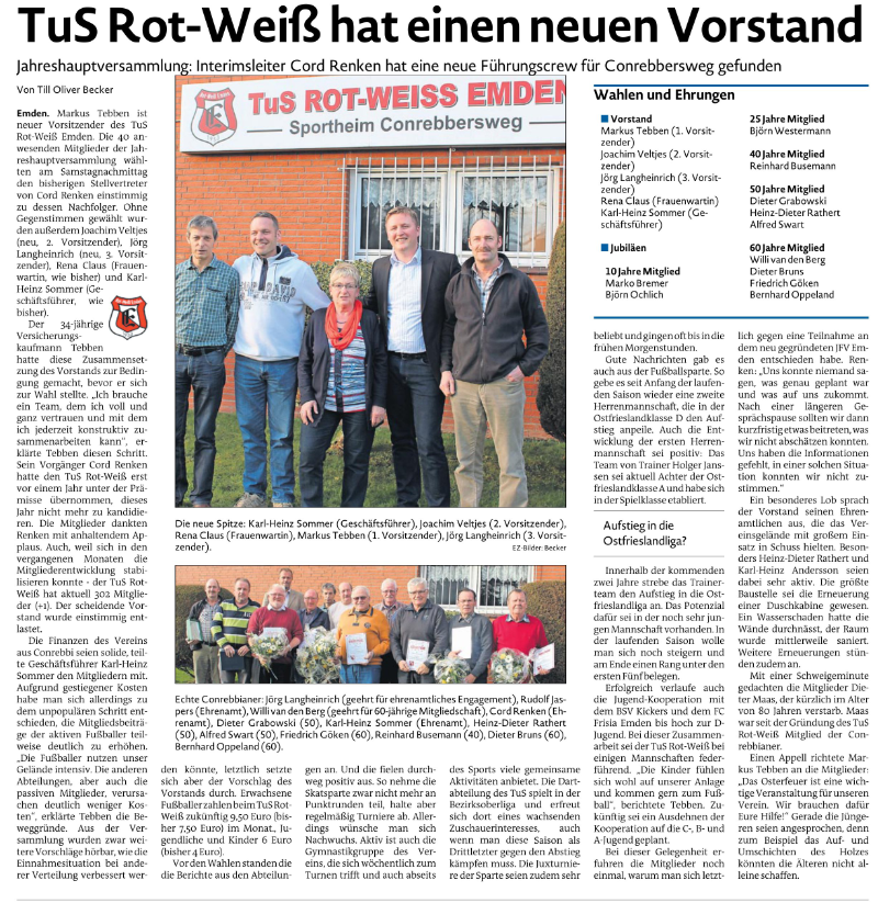 TuS Rot-Weiß hat einen neuen Vorstand